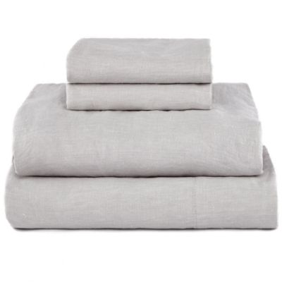 Bokser Home French Linen 4 Piece Sheet Set, King - Pebble heather, King