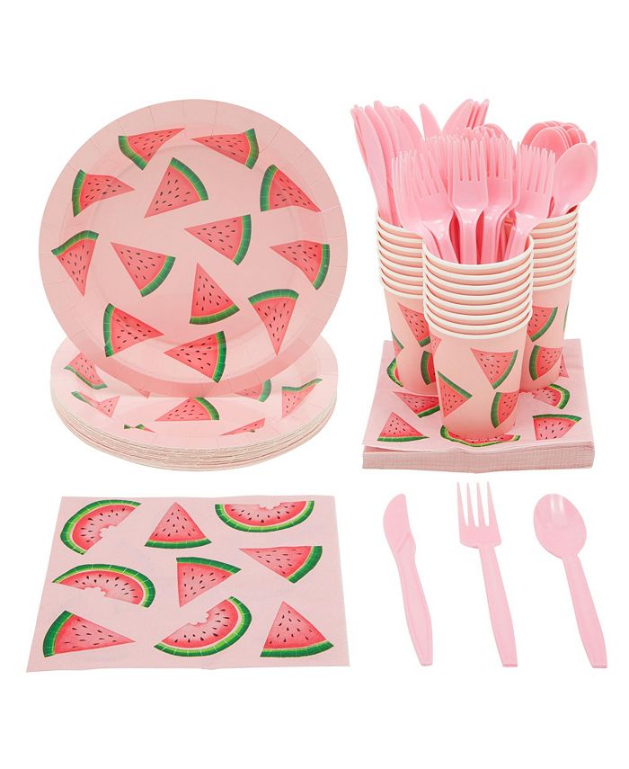 Christmas Lights Dinnerware Set, Paper Plates, Plastic Cutlery, Cups, and  Napkins (Serves 24, 144 Pieces)