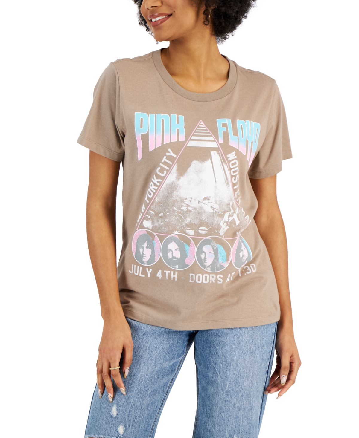 Grayson Threads Black Juniors' Pink Floyd-graphic T-shirt In Brown