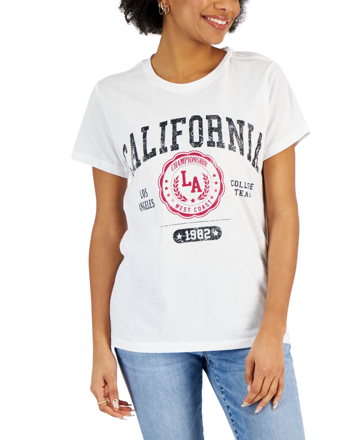 Grayson Threads Black Juniors' California-graphic T-shirt In White