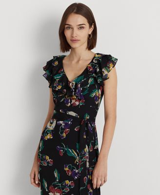 ★関税送料無料 RALPH Crinkled Floral Wrap Dress POLO RALPH LAUREN Crinkled Floral Wrap Dress in White | endource