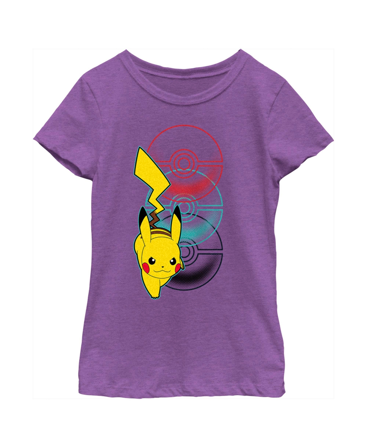Nintendo Kids' Girl's Pokemon Pikachu Poke Balls Child T-shirt In Purple Berry