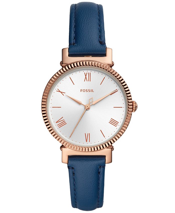 Fossil - Women's Daisy Blue Leather Strap Watch ES4862