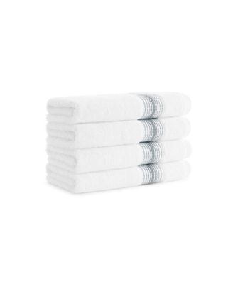 White Turkish Luxury Striped Hand Towels for Bathroom 600 GSM, 18x32 in., 4-Pack , Super Soft  Absorbent Hand Towels