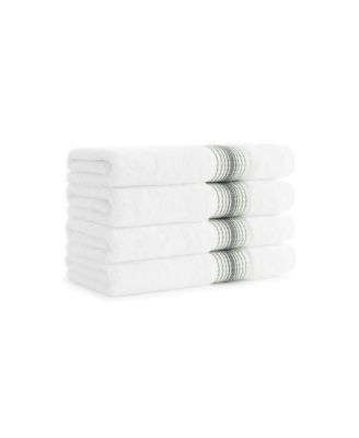 White Turkish Luxury Striped Hand Towels for Bathroom 600 GSM, 18x32 in., 4-Pack , Super Soft  Absorbent Hand Towels