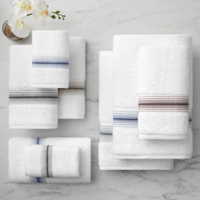 White Turkish Luxury Striped Washcloths for Bathroom 600 GSM, 13x13 in., 8-Pack , Super Soft  Absorbent Washcloths
