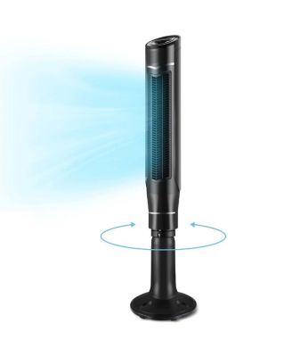 59 Inch 360 Degree Oscillation Pedestal Tower Fan in Black with Remote
