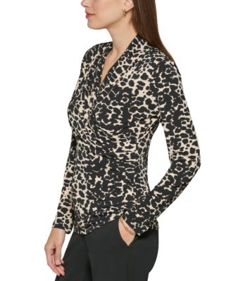 Petite Printed Surplice Top, Created for Macy's