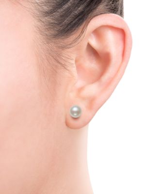 White Cultured Freshwater Pearl (6mm) Necklace and Matching Stud (7-1/2mm) Earrings Set in Sterling Silver