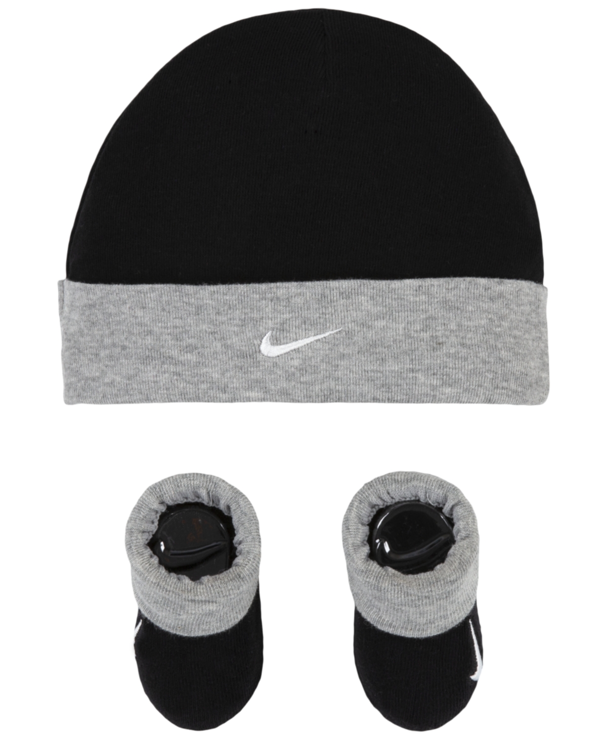 Shop Nike Baby Boys Or Baby Girls Swoosh Hat And Booties, 2 Piece Set In Black