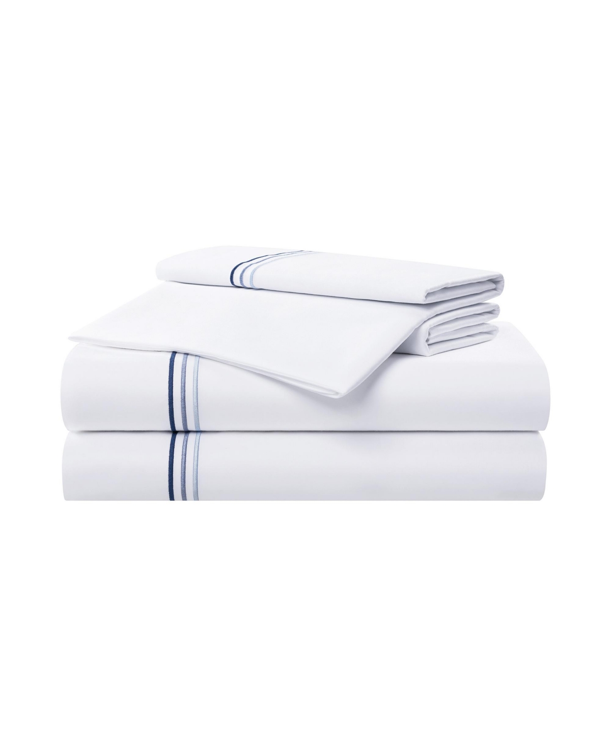 Aston and Arden Sateen Sheet Set, 1 Flat Sheet, 1 Fitted Sheet, 2 Pillowcases, 600 Thread Count, Sateen Cotton, Pristine White with Fine Baratta