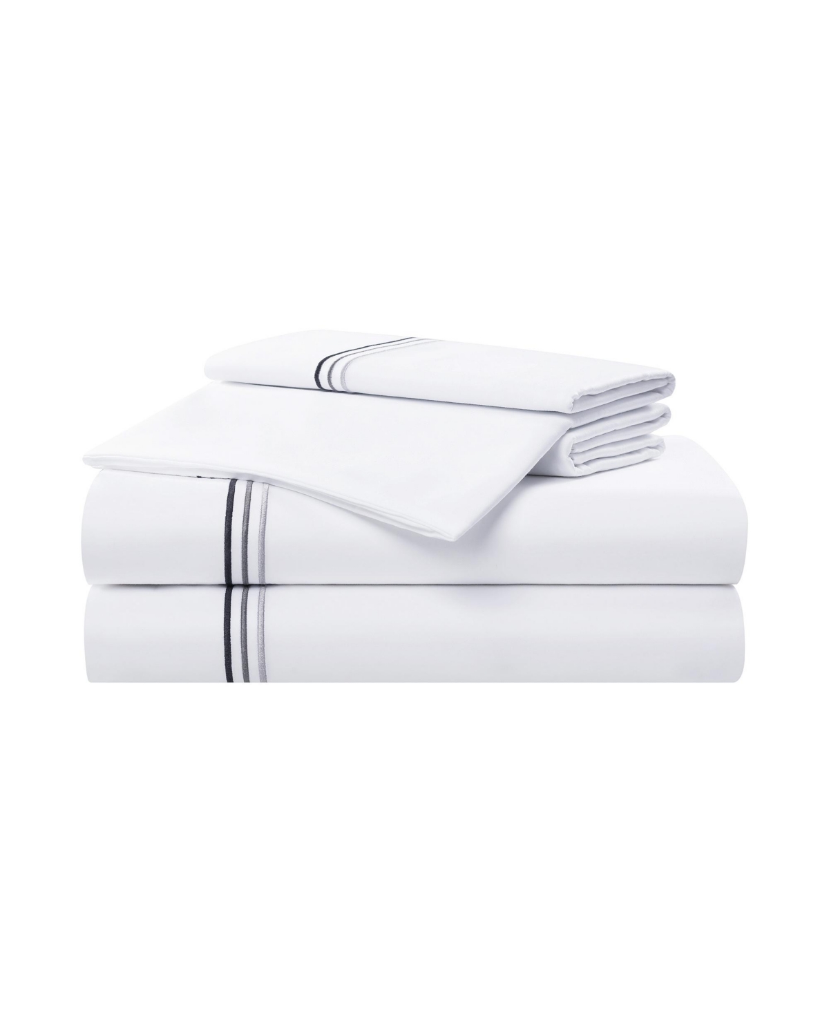 Aston and Arden Sateen Sheet Set, 1 Flat Sheet, 1 Fitted Sheet, 2 Pillowcases, 600 Thread Count, Sateen Cotton, Pristine White with Fi