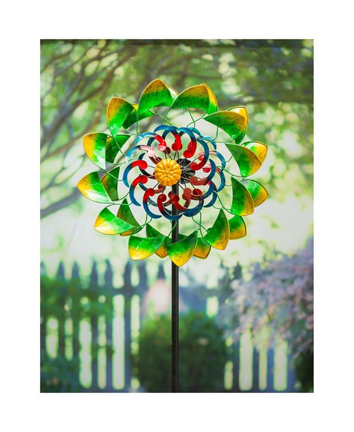 Evergreen 75"H Wind Spinner, Green Flower Center Swirl Macy's