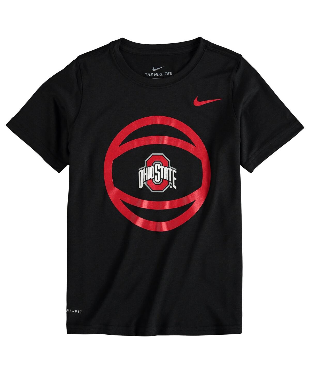Nike Kids' Big Boys  Black Ohio State Buckeyes Basketball And Logo Performance T-shirt