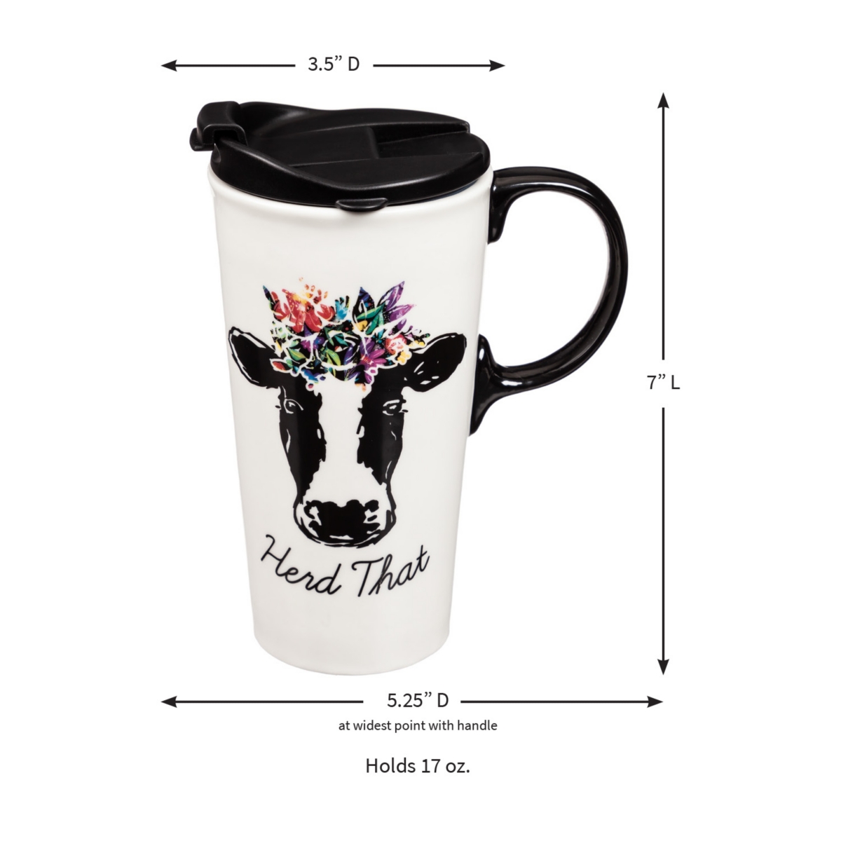 Evergreen Ceramic Travel Cup, 17 Oz. ,w/box, Herd That