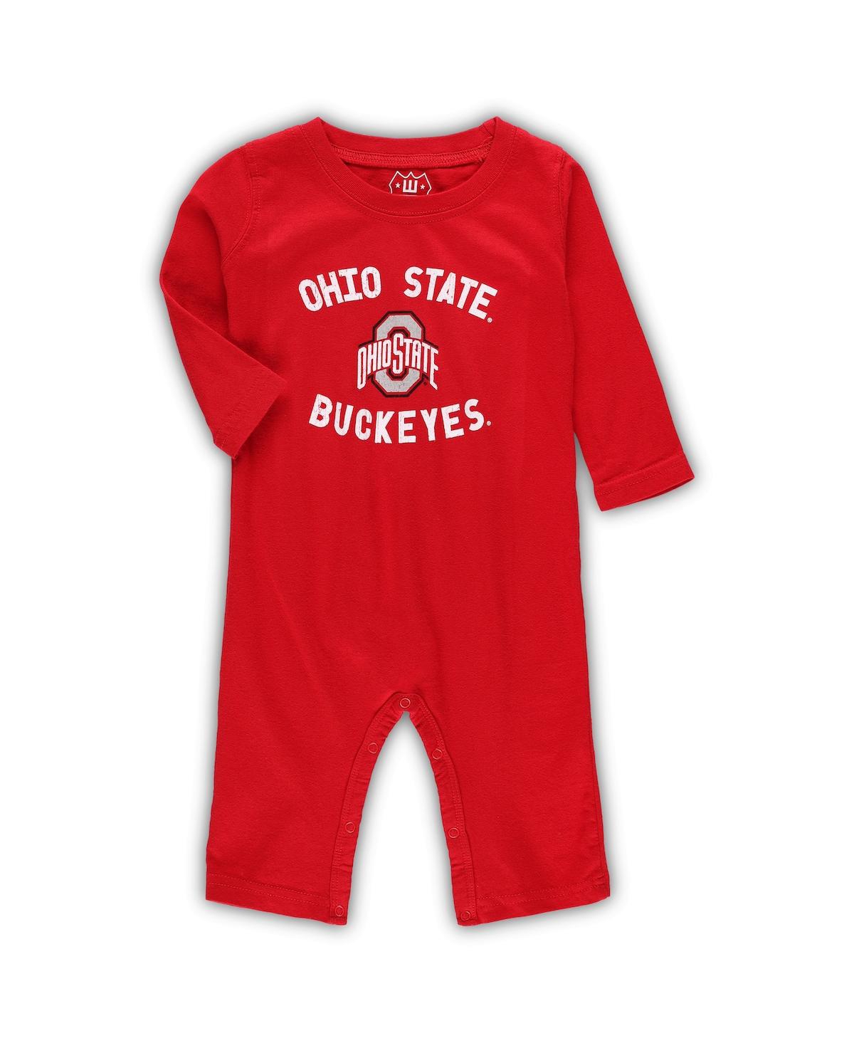 Wes & Willy Infant Boys And Girls  Scarlet Ohio State Buckeyes Core Long Sleeve Jumper In Scarlet