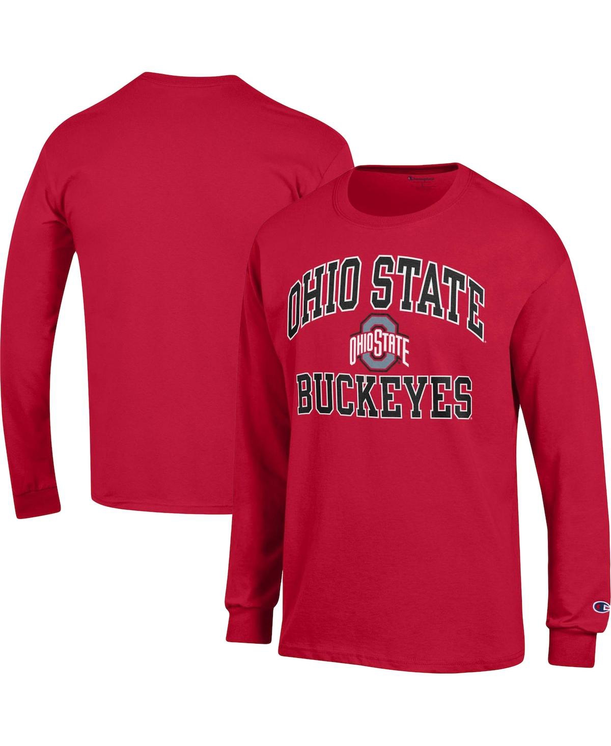 Shop Champion Men's  Scarlet Ohio State Buckeyes High Motor Long Sleeve T-shirt