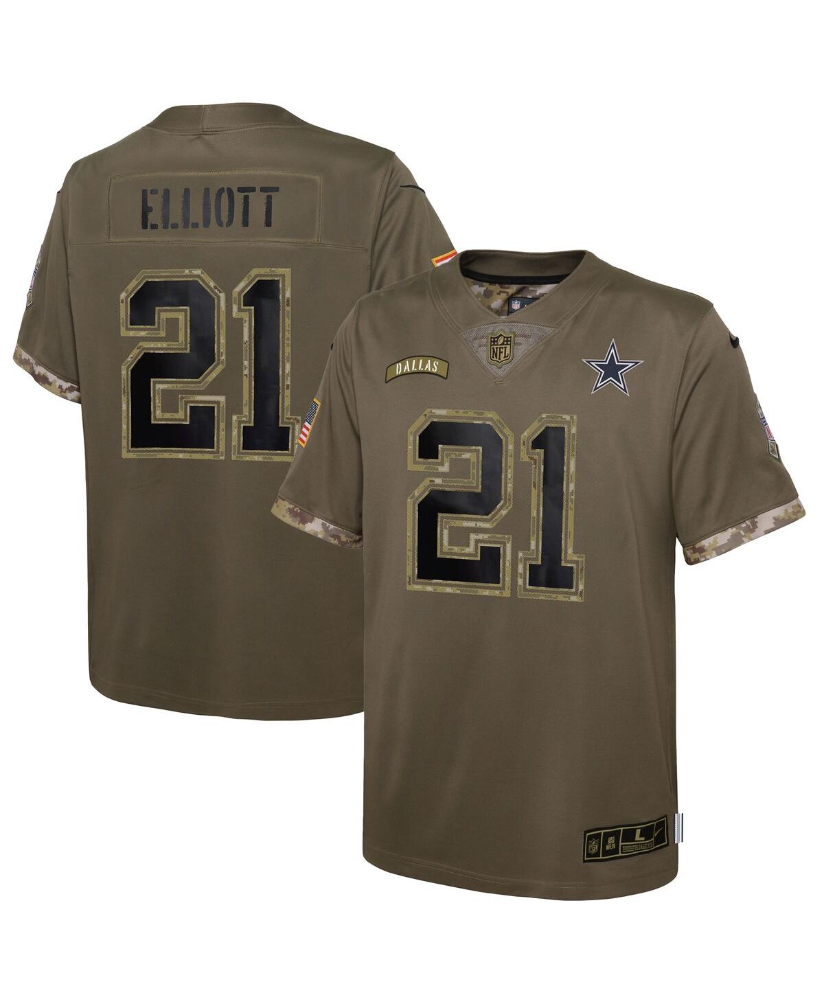Youth Boys Nike Ezekiel Elliott Olive Dallas Cowboys 2022 Salute To Service Player Limited Jersey