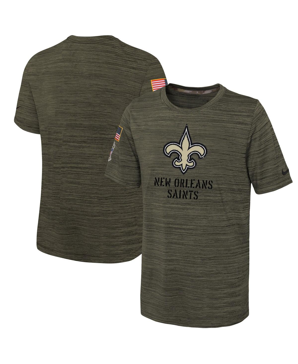 Youth Boys Nike Olive New Orleans Saints 2022 Salute To Service Velocity T-shirt