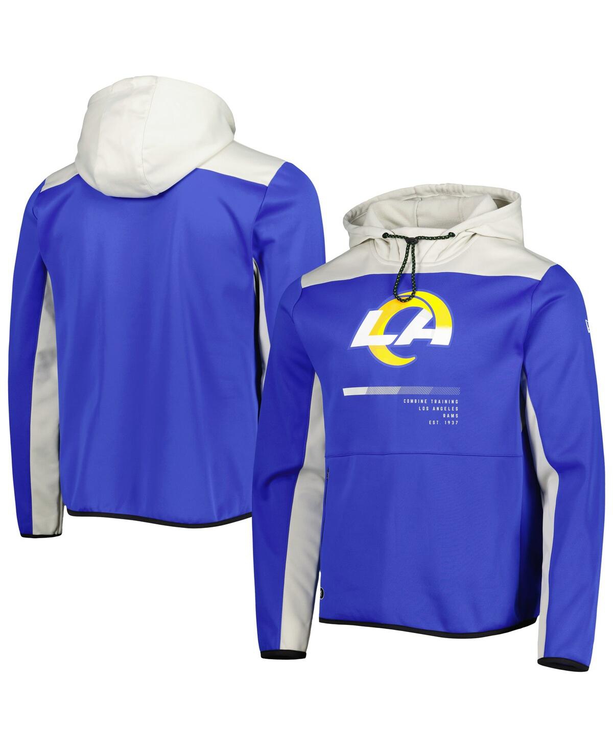 NEW ERA MEN'S NEW ERA ROYAL LOS ANGELES RAMS COMBINE AUTHENTIC HARD HITTER PULLOVER HOODIE 