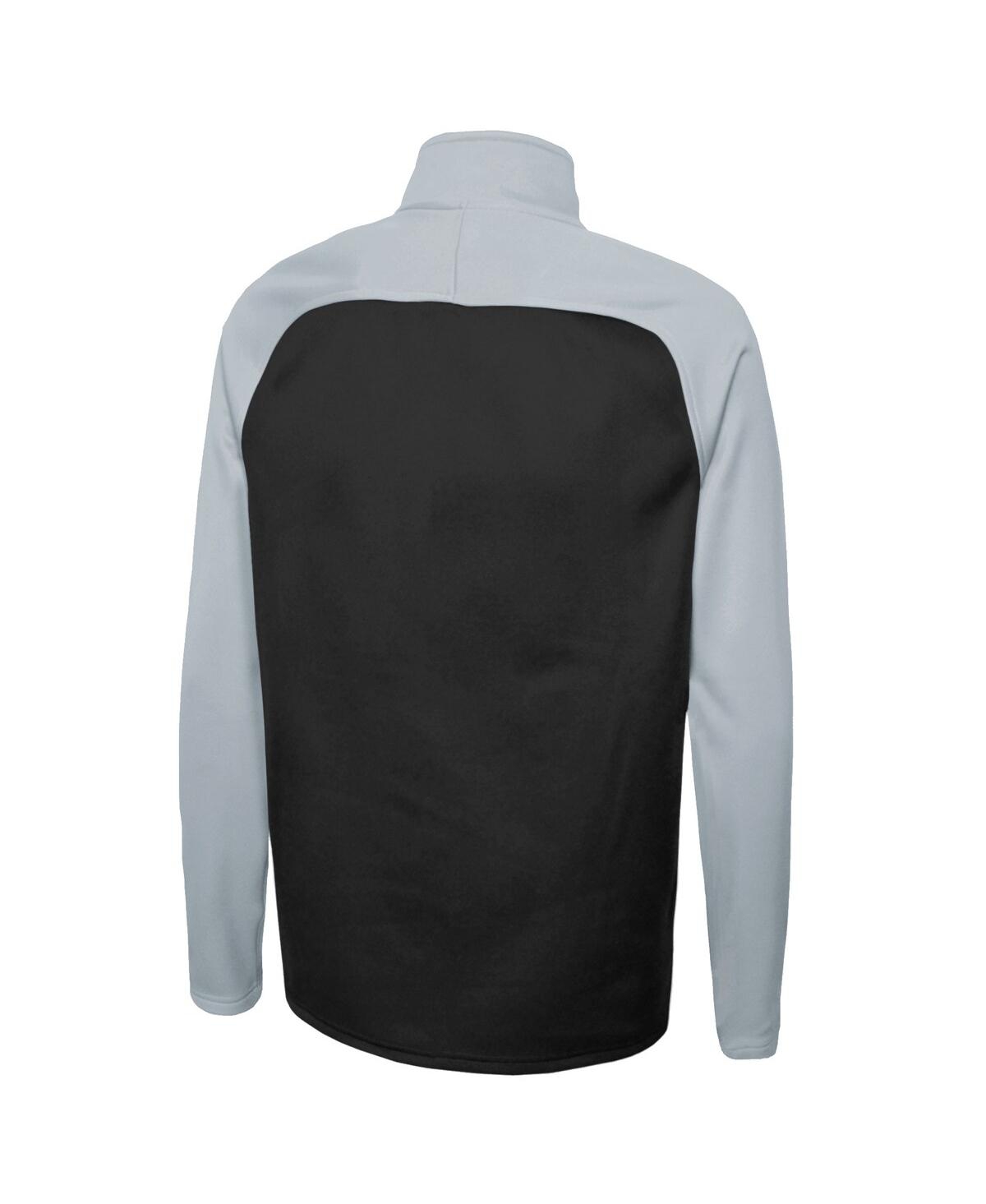 NEW ERA MEN'S NEW ERA BLACK LAS VEGAS RAIDERS COMBINE AUTHENTIC O-LINE RAGLAN HALF-ZIP JACKET 
