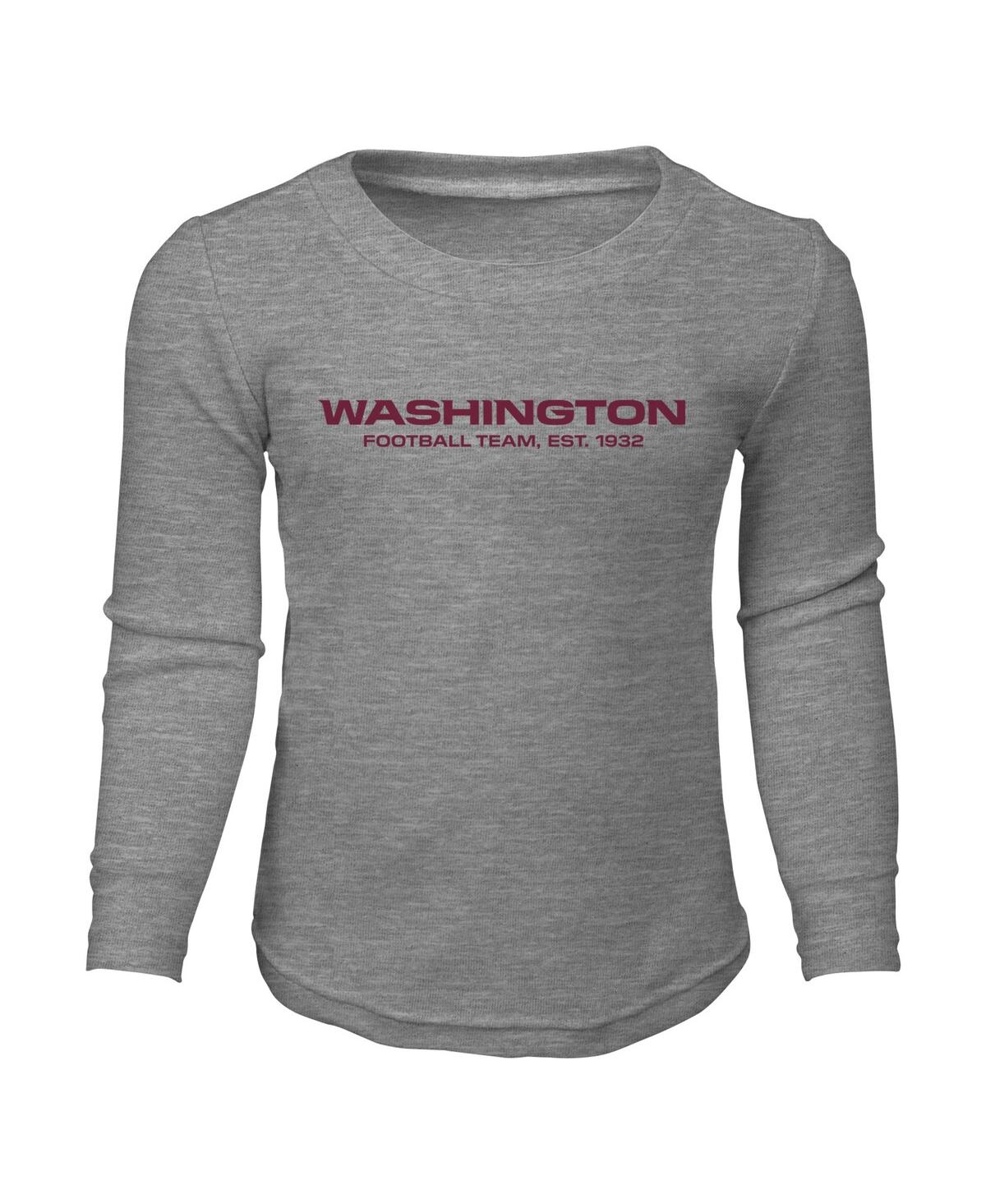 Outerstuff Kids' Big Boys Heather Gray Washington Football Team Long Sleeve T-shirt And Pants Sleep Set