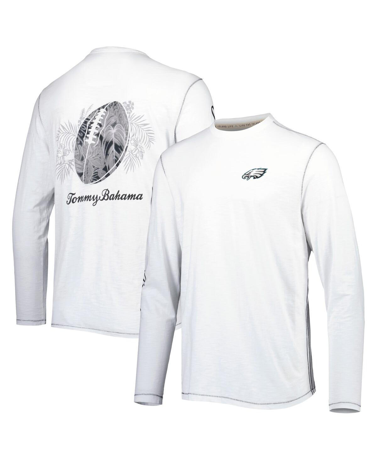 Shop Tommy Bahama Men's  White Philadelphia Eagles Laces Out Billboard Long Sleeve T-shirt
