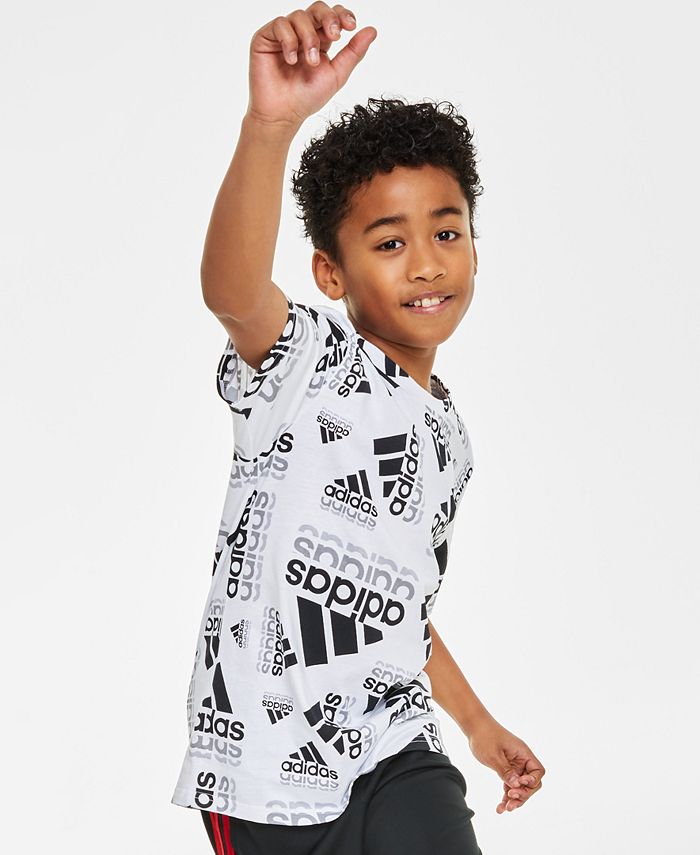 adidas Big Boys Short Sleeves Brand Love Echo All Over Print T-shirt ...