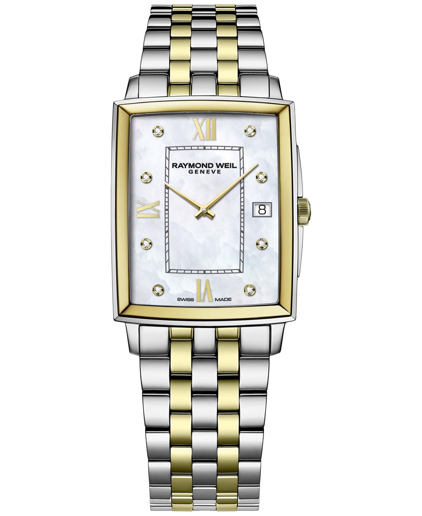 Женские часы Raymond Weil Swiss Toccata Diamond (1/20 ct. t.w.) Two-Tone Stainless Steel Bracelet Watch 37x30mm — фото 1