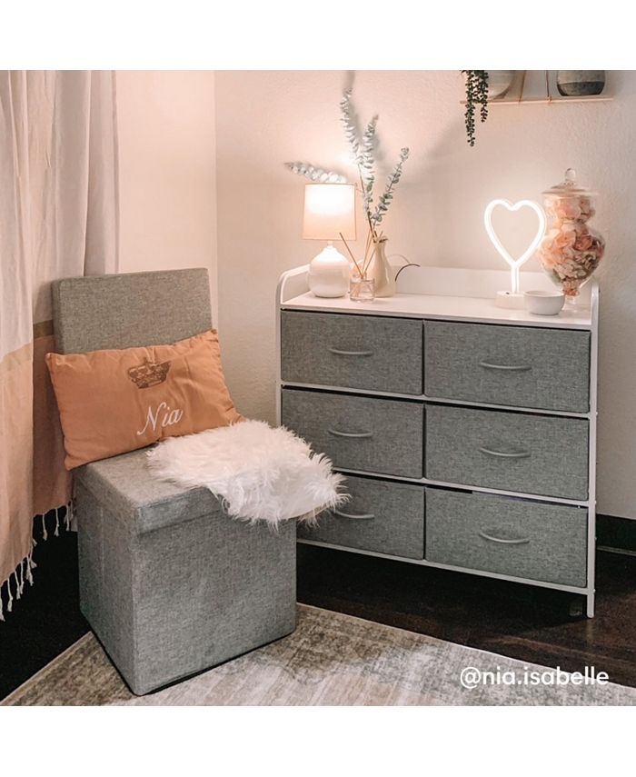 Dormify Charging 6Drawer Storage Unit, 1 Outlet & 2 USB Ports for