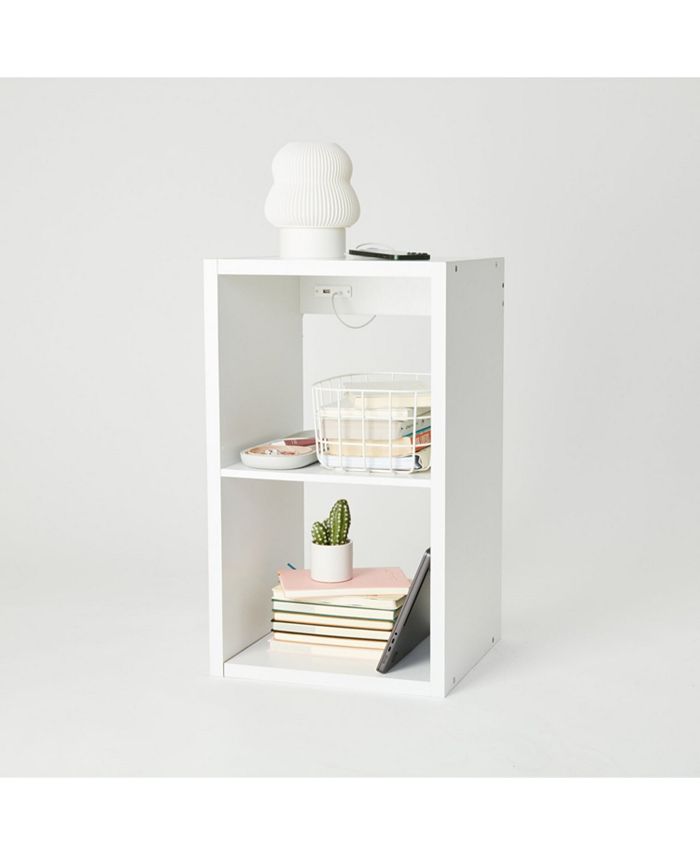 Dormify Charging Storage Cube with 2 USB Ports, Storage Drawers for