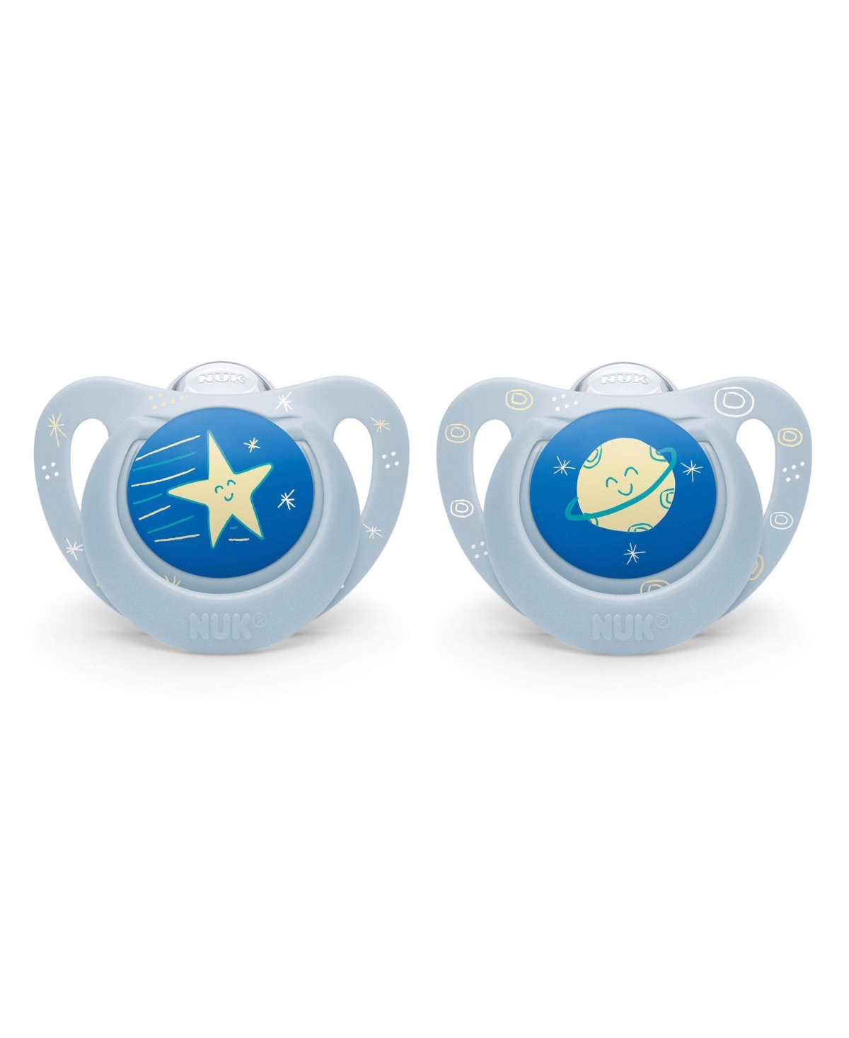 Nuk Orthodontic Pacifiers, 0-6 Months, Blue Space, 2 Pack In Assorted Pre-pack