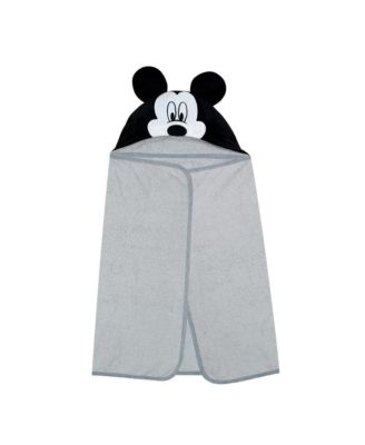 Baby Boys Disney Mickey Mouse Gray Cotton Hooded Bath Towel