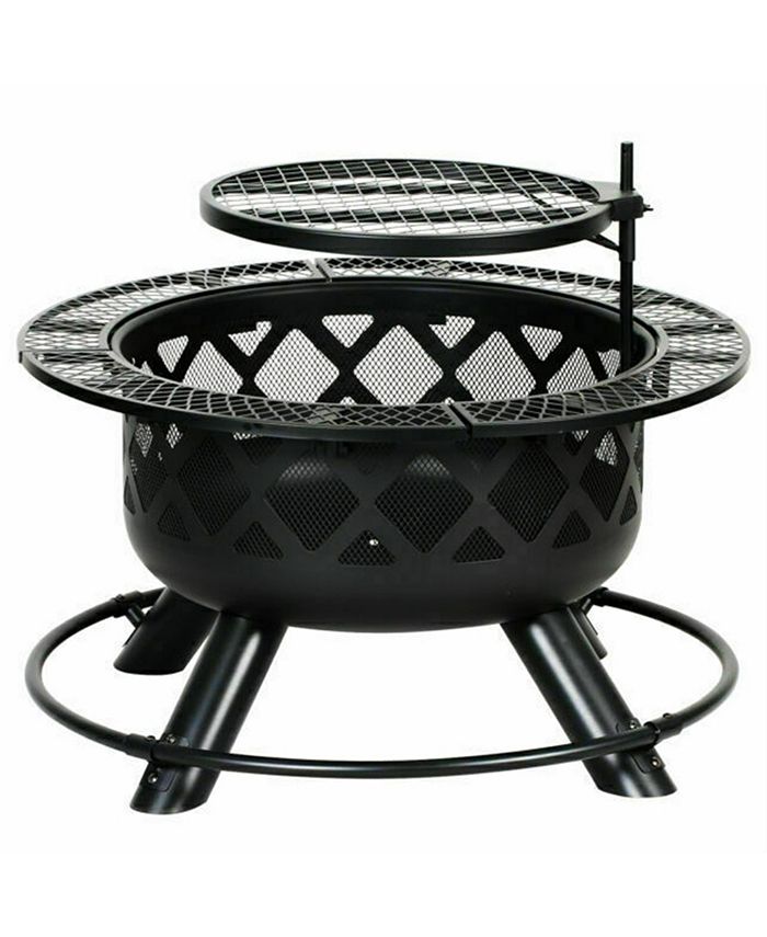 Shinerich Industrial Circular Ranch Grilling Metal Pit Black 24" Macy's
