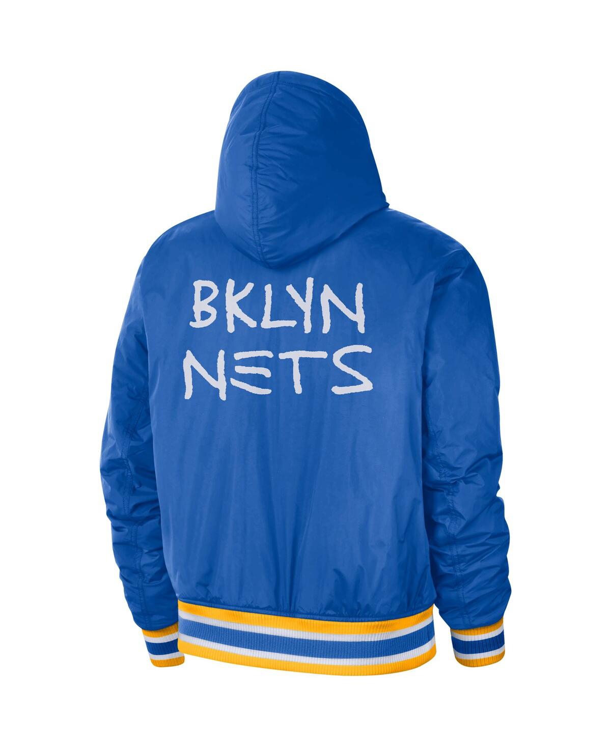 Shop Nike Men's  Royal, White Brooklyn Nets 2022/23 City Edition Courtside Bomber Full-zip Hoodie Jacket In Royal,white
