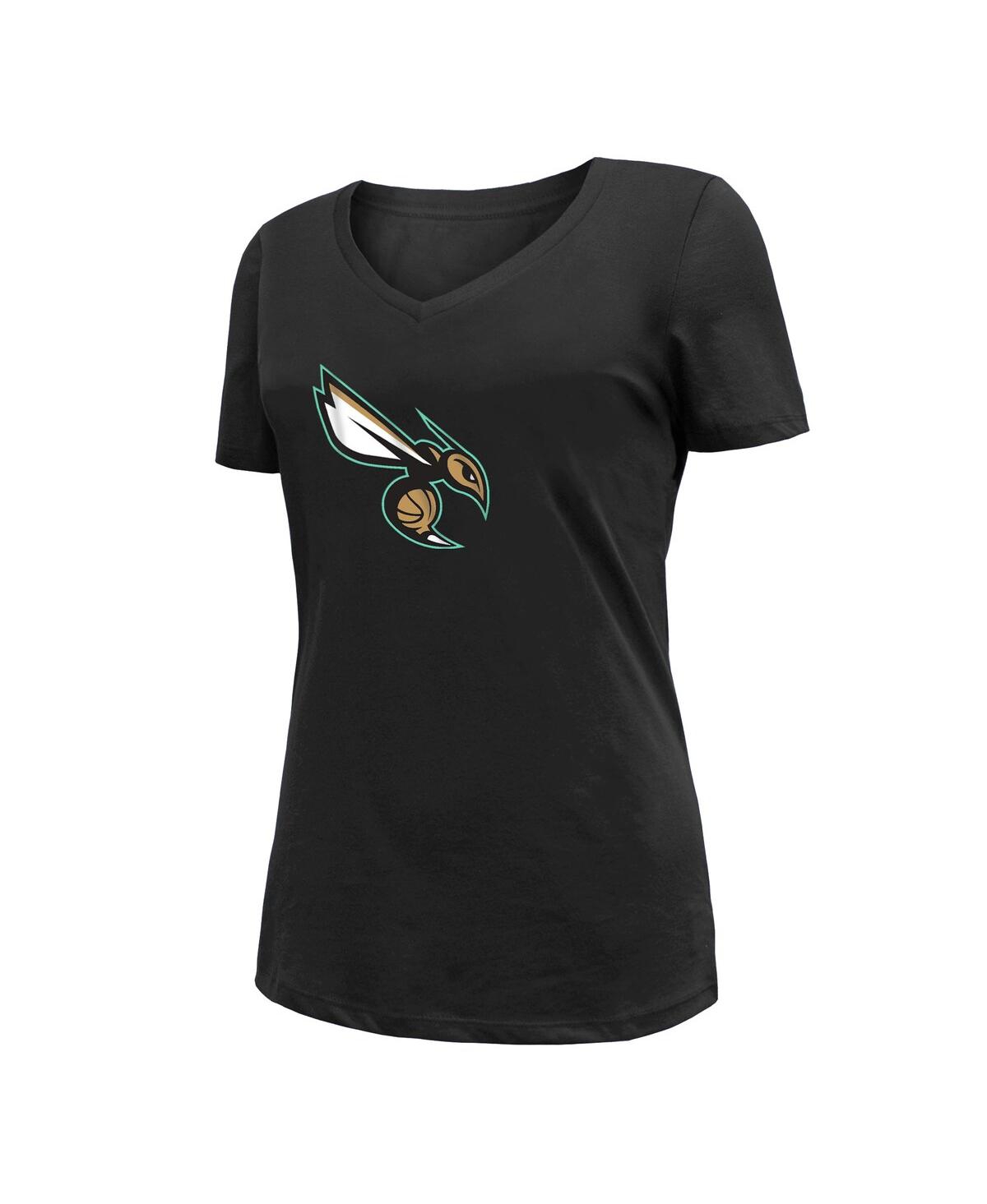 NEW ERA WOMEN'S NEW ERA BLACK CHARLOTTE HORNETS 2022/23 CITY EDITION V-NECK T-SHIRT 