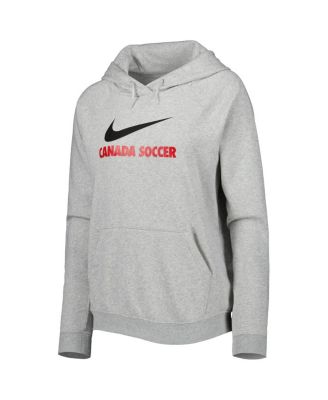 Women's Heather Gray Canada Soccer Lockup Varsity Fleece Raglan Pullover Hoodie