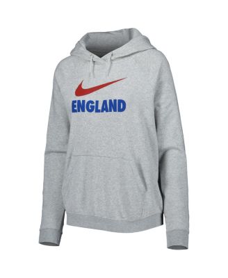Women's Heather Gray England National Team Lockup Varsity Fleece Raglan Pullover Hoodie