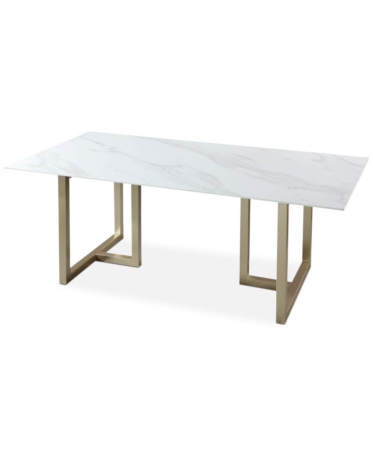 Furniture Emila 78" Rectangle Sintered Stone Mix And Match Dining Table, Created For Macy's In White Sintered Stone With Champagne Base