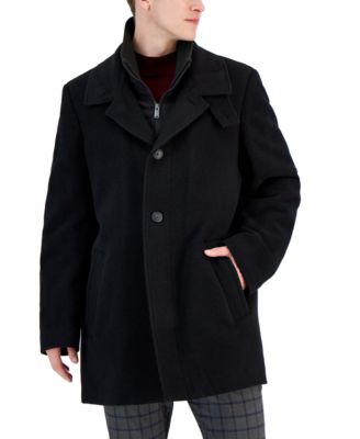 Men's Classic Fit Black Wool Blend Overcoat