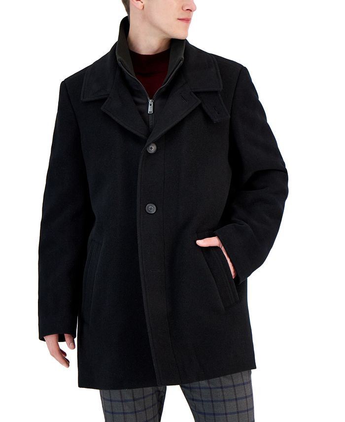 Calvin Klein Men's Classic Fit Black Wool Blend Overcoat Macy's