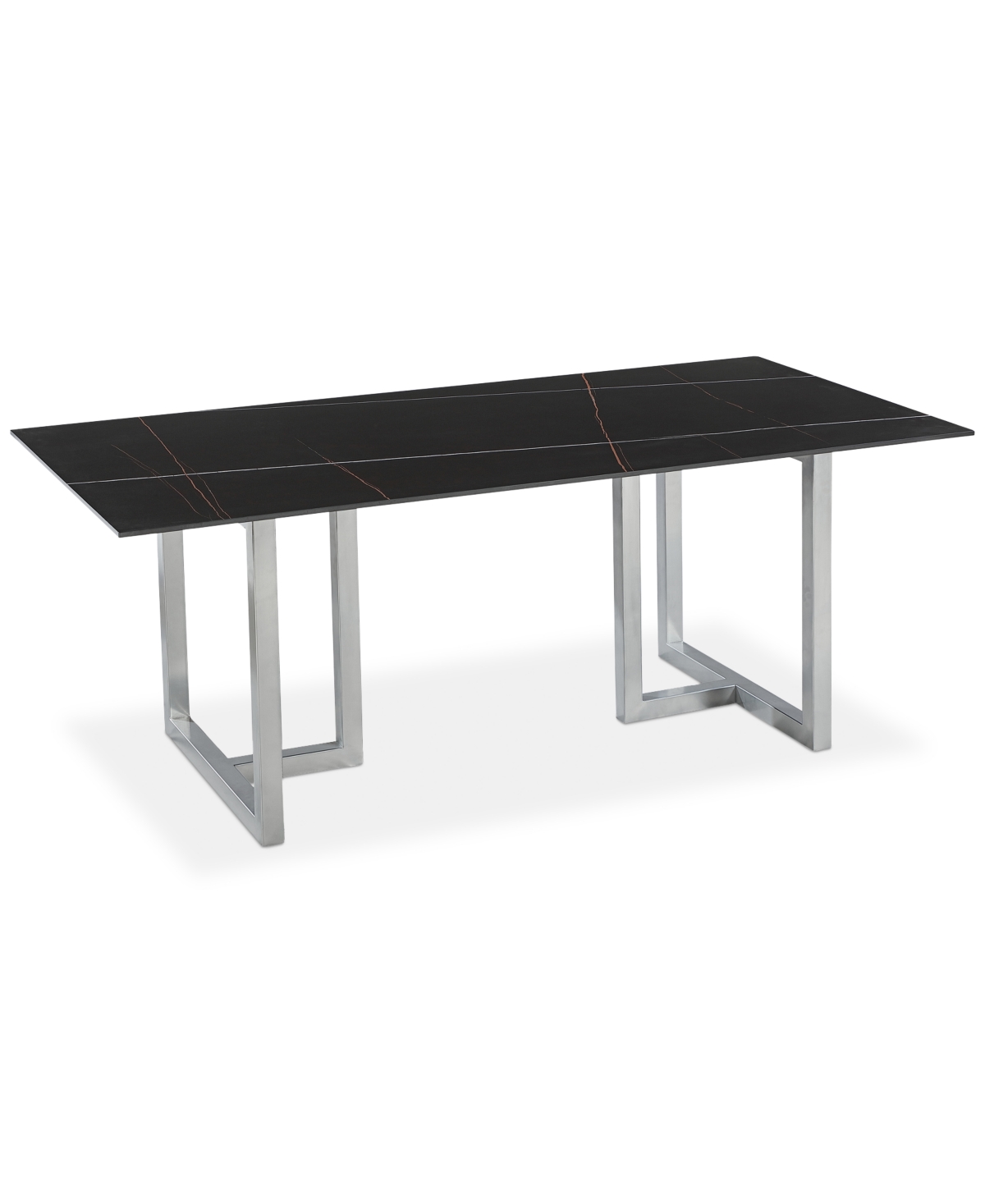 Furniture Emila 78" Rectangle Sintered Stone Mix And Match Dining Table, Created For Macy's In Black Sintered Stone With Silver Base