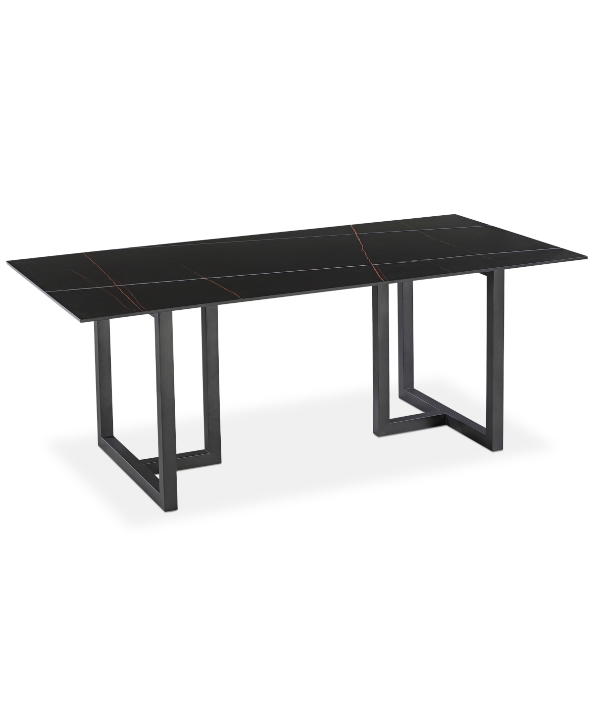 Furniture Emila 78" Rectangle Sintered Stone Mix And Match Dining Table, Created For Macy's In Black Sintered Stone With Black Base