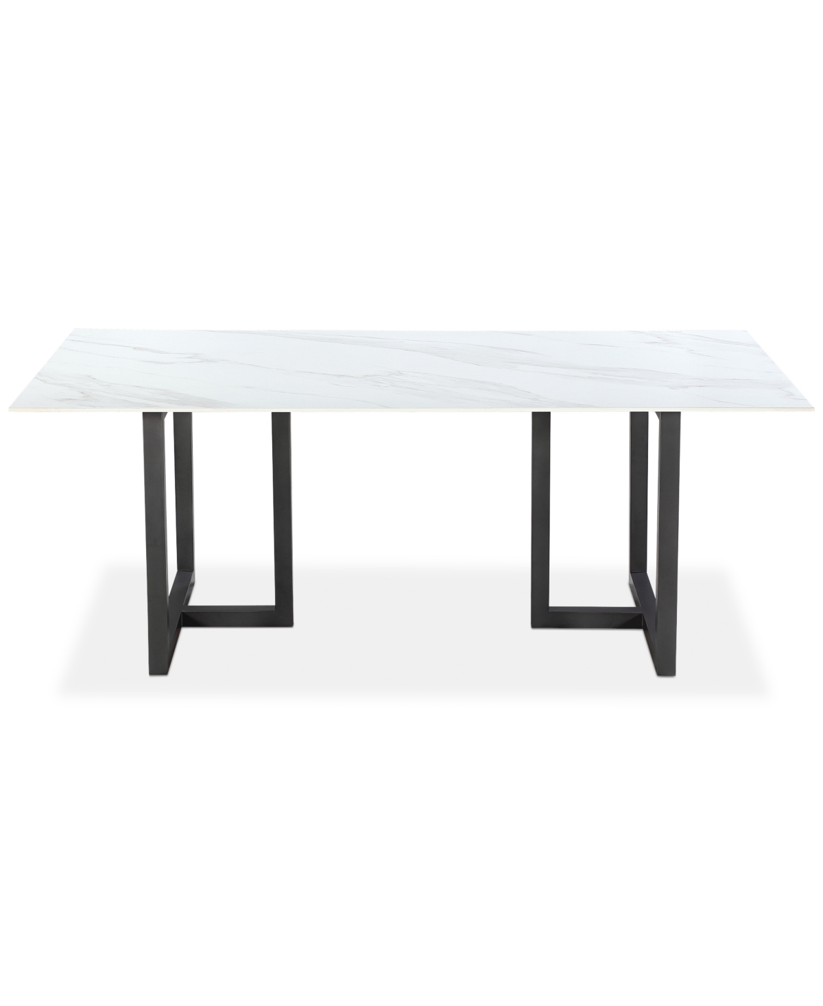 Furniture Emila 78" Rectangle Sintered Stone Mix And Match Dining Table, Created For Macy's In White Sintered Stone With Black Base