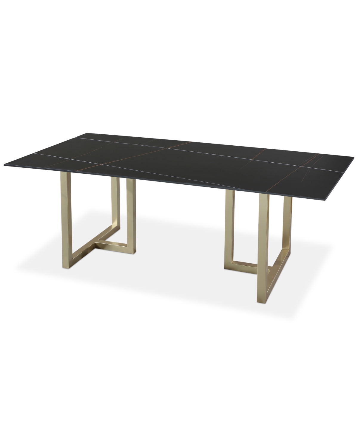 Furniture Emila 78" Rectangle Sintered Stone Mix And Match Dining Table, Created For Macy's In Black Sintered Stone With Champagne Base