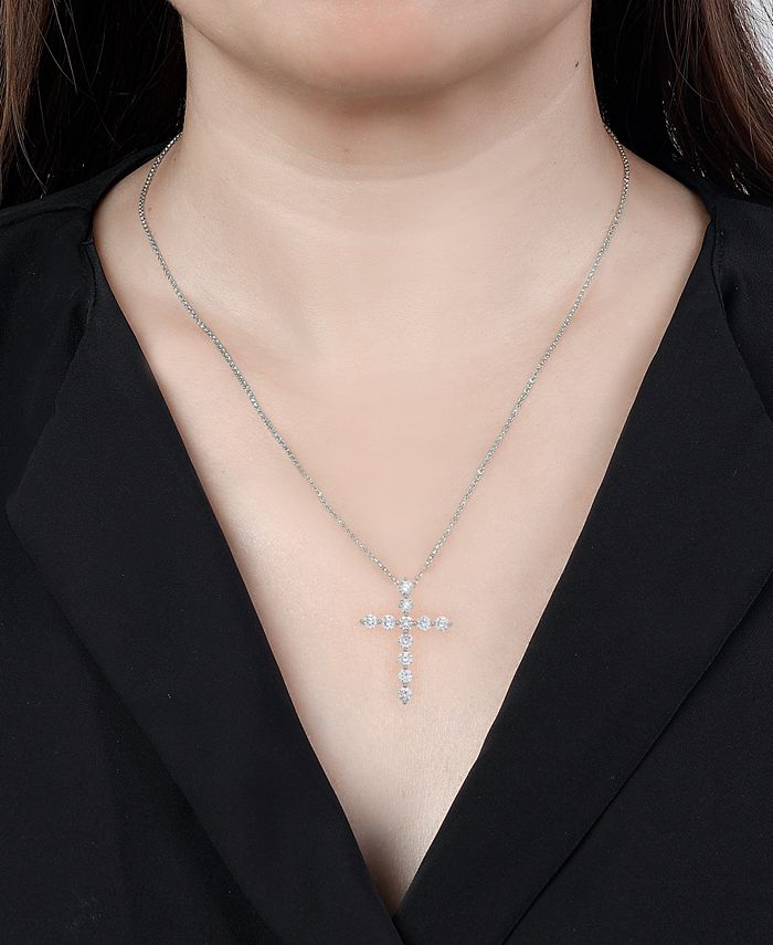 Macy's Diamond Cross Pendant Necklace (1 ct. t.w.), 16