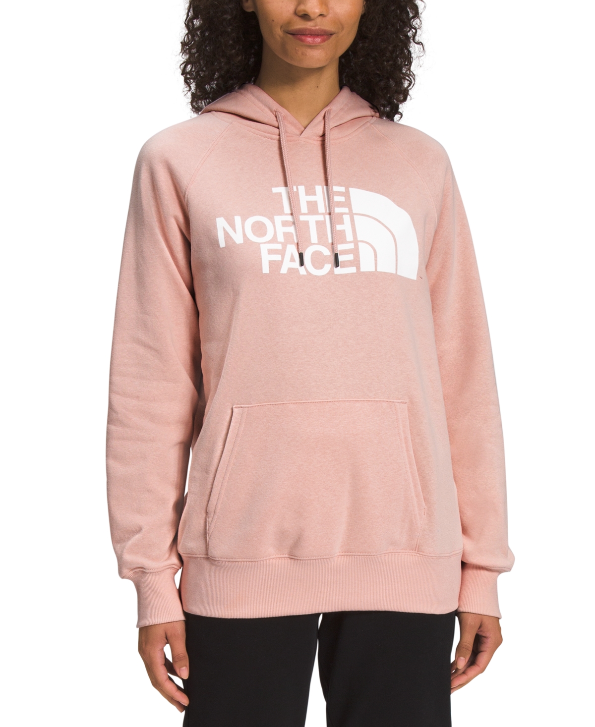 The North Face Women's Half Dome Fleece Pullover Hoodie In Pink Moss,tnf White
