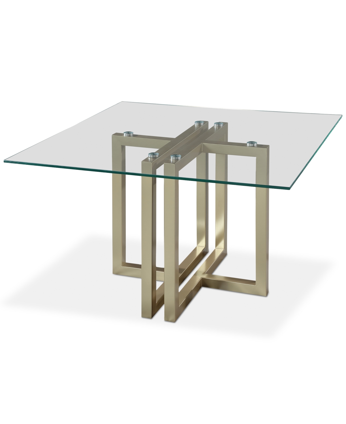 Emila Square Glass Dining Table, Created for Macy's - Ultra Clear Glass With Champagne Base