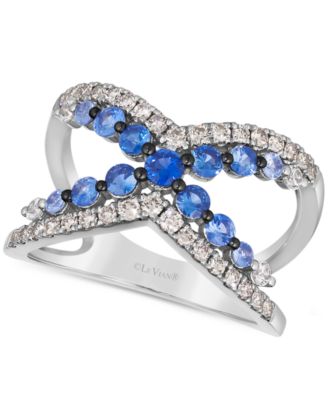Le Vian - Denim Ombr&eacute; (3/4 ct. t.w.), White Sapphire (1/8 ct. t.w.) & Nude Diamond (3/8 ct. t.w.) Crossover Ring in 14k White Gold