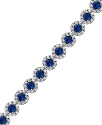 Sapphire (5-1/2 ct. t.w.) & Diamond (3 ct. t.w) Tennis Bracelet in 14k White Gold (Also in Ruby and Emerald)